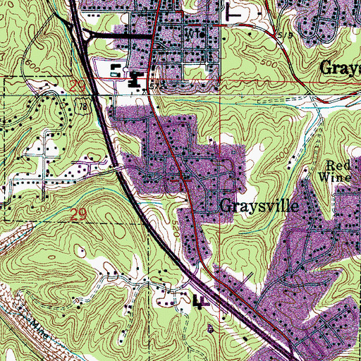 Topographic Map of Graysville, AL