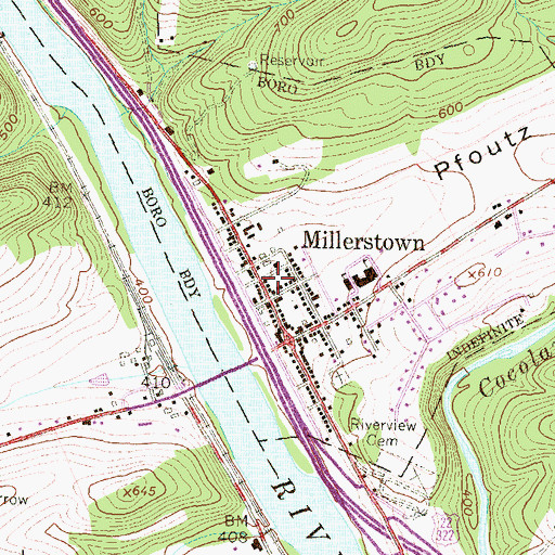 Topographic Map of Pfoutz Valley, PA