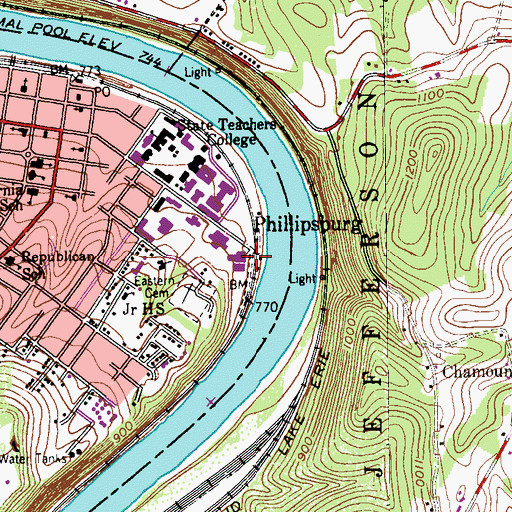 Topographic Map of Philipsburg, PA