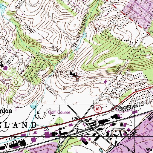 Topographic Map of Philmont Country Club, PA