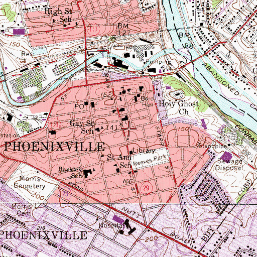 Topographic Map of Phoenixville, PA