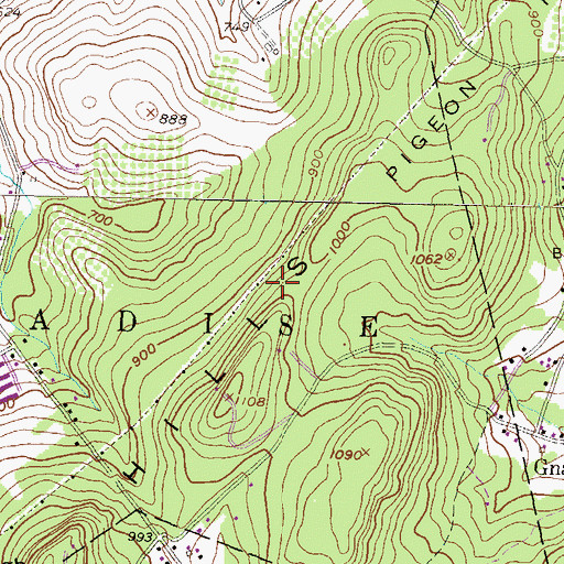 Topographic Map of Pigeon Hills, PA