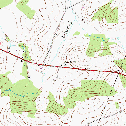 Topographic Map of Pike Run Church, PA