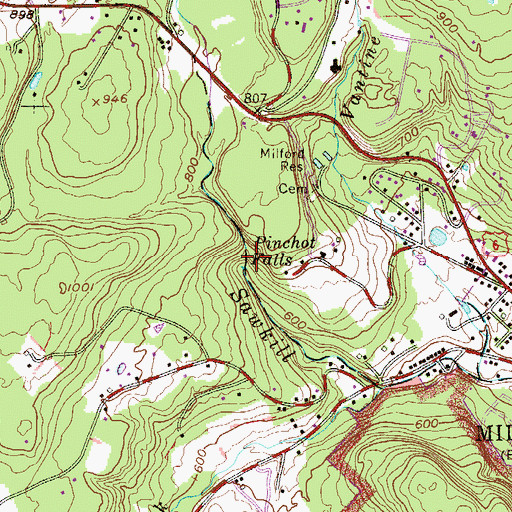 Topographic Map of Pinchot Falls, PA