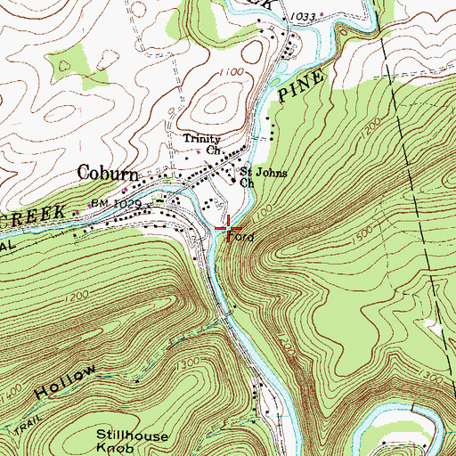 Topographic Map of Pine Creek, PA
