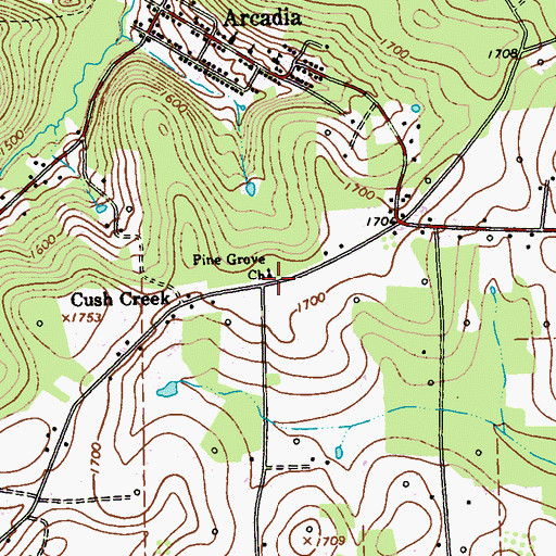 Topographic Map of Pine Grove Church, PA