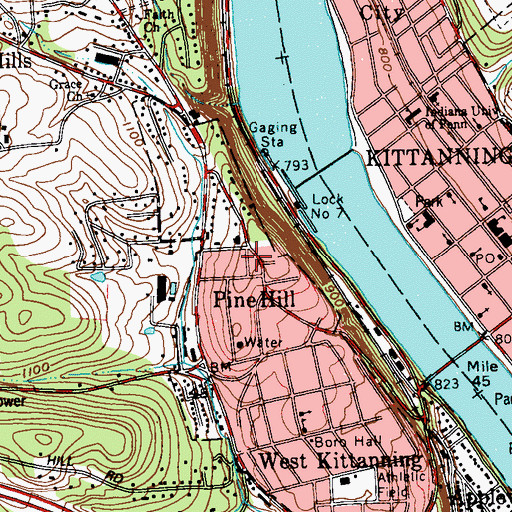 Topographic Map of Pine Hill, PA