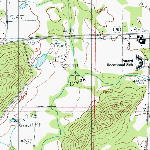 Topographic Map of Greasy Head Branch, AL
