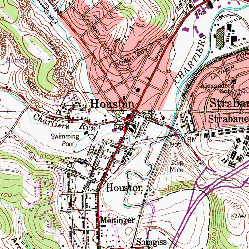Topographic Map of Plum Run, PA