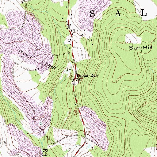 Topographic Map of Poplar Run Church, PA