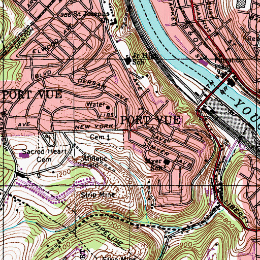 Topographic Map of Port Vue, PA