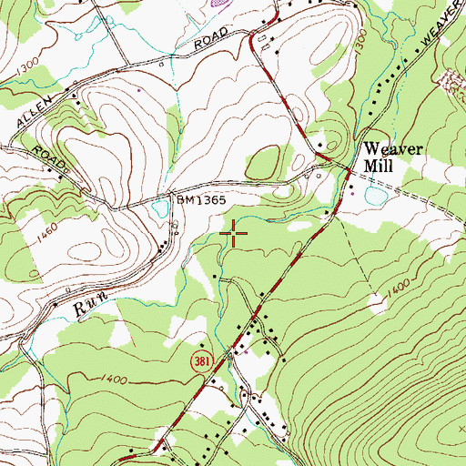 Topographic Map of Powdermill Run, PA