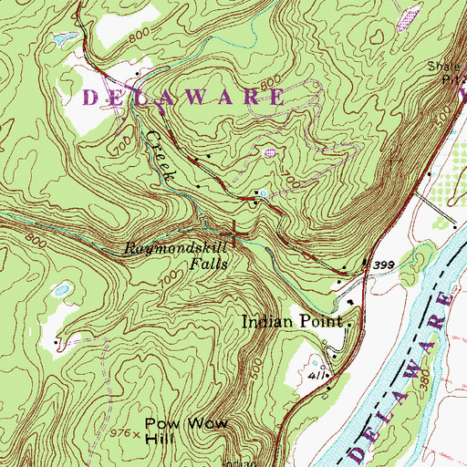 Topographic Map of Raymondskill Falls, PA