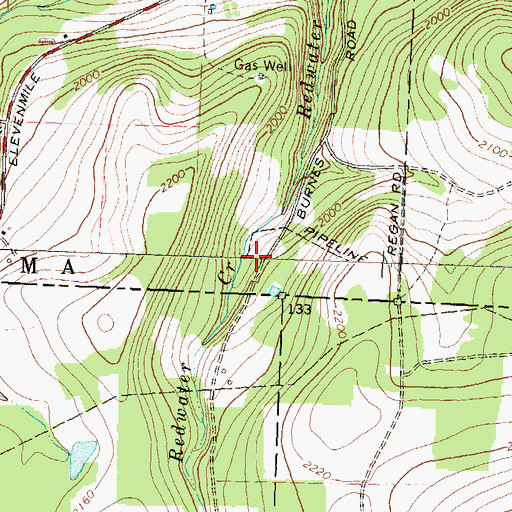 Topographic Map of Redwater Creek, PA