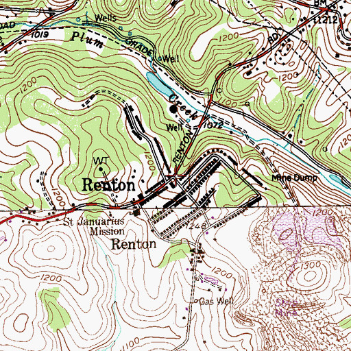 Topographic Map of Renton, PA