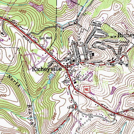 Topographic Map of Richeyville, PA