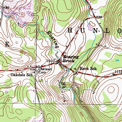 Topographic Map of Roaring Brook, PA