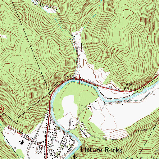 Topographic Map of Roaring Run, PA