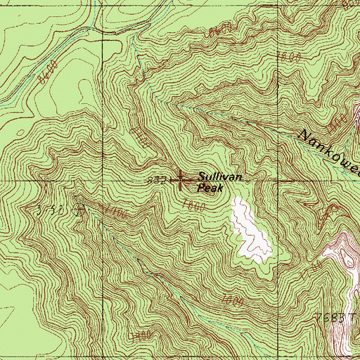 Topographic Map of Sullivan Peak, AZ