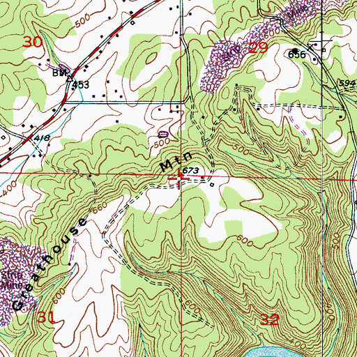 Topographic Map of Greathouse Mountain, AL