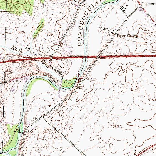 Topographic Map of Rock Run, PA