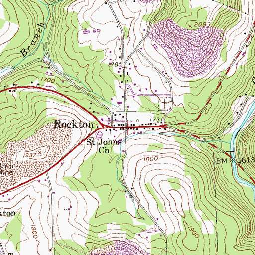 Topographic Map of Rockton, PA
