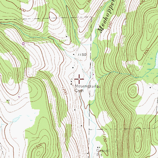 Topographic Map of Rosengrants Cemetery, PA