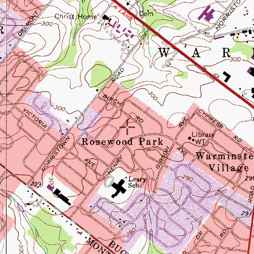 Topographic Map of Rosewood Park, PA