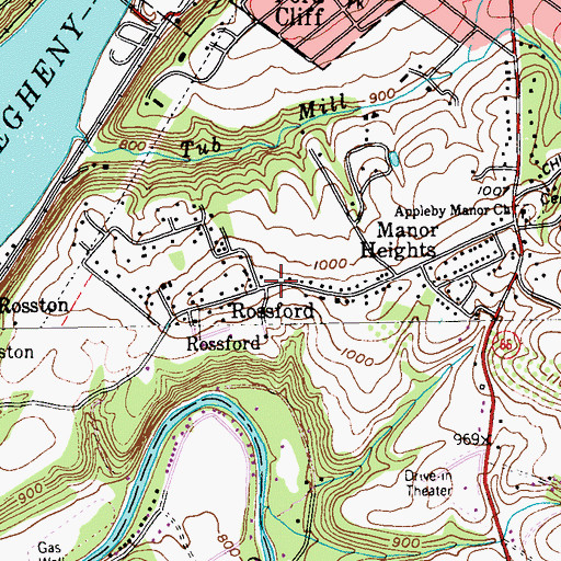 Topographic Map of Rossford, PA