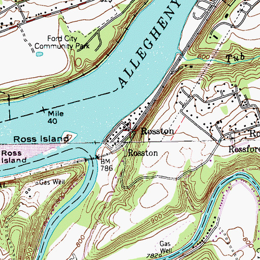 Topographic Map of Rosston, PA