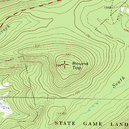 Topographic Map of Round Top, PA