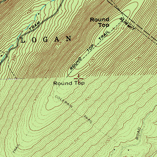 Topographic Map of Round Top, PA
