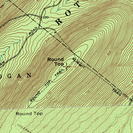 Topographic Map of Round Top, PA