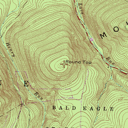 Topographic Map of Round Top, PA
