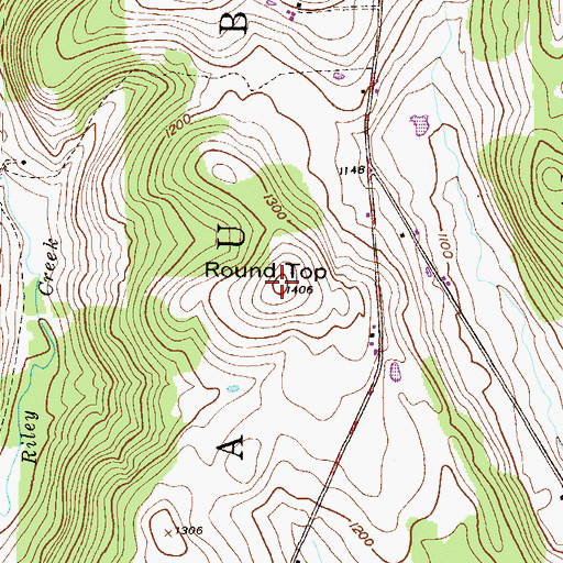 Topographic Map of Round Top, PA