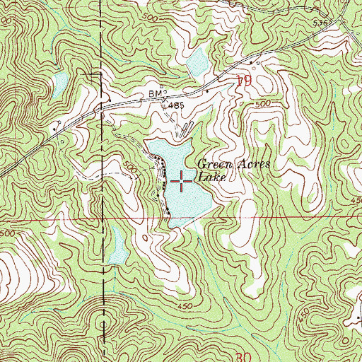 Topographic Map of Green Acres Lake, AL