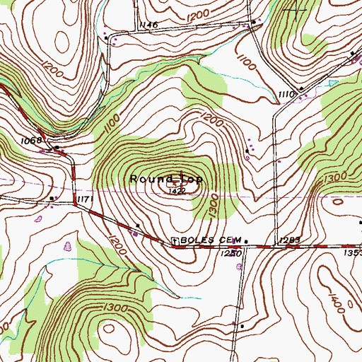 Topographic Map of Round Top, PA