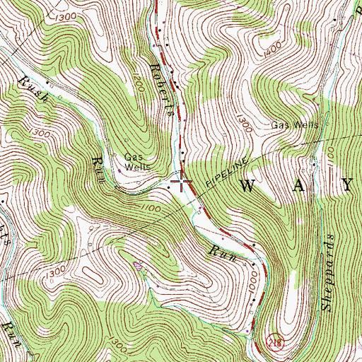 Topographic Map of Rush Run, PA