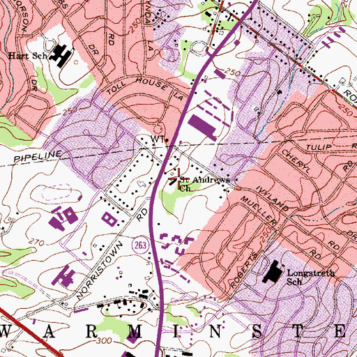 Topographic Map of Saint Andrews Church, PA