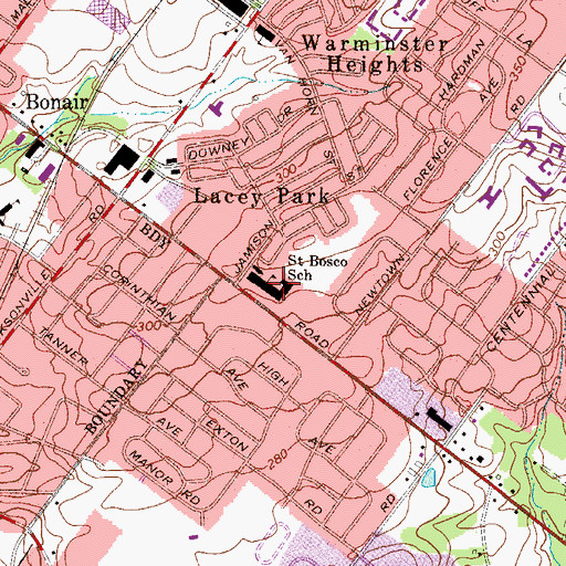 Topographic Map of Saint Bosco School, PA