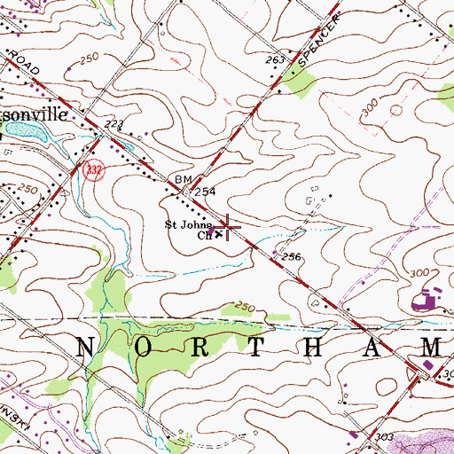 Topographic Map of Saint Johns Church, PA