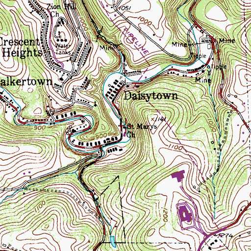 Topographic Map of Saint Marys Church, PA