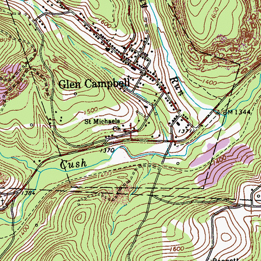 Topographic Map of Saint Michaels Church, PA