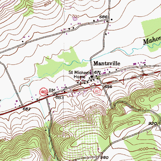 Topographic Map of Saint Michaels Home, PA