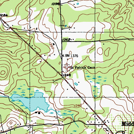 Topographic Map of Saint Patrick Cemetery, PA