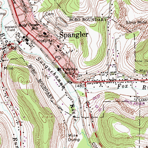 Topographic Map of Saint Patricks School, PA