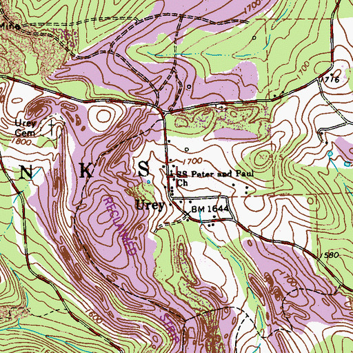 Topographic Map of Saints Peter and Paul Church, PA