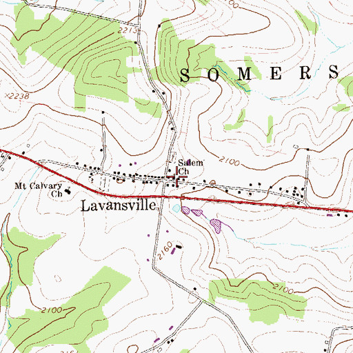 Topographic Map of Salem Church, PA