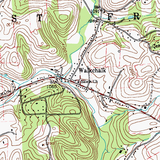 Topographic Map of Salem Church, PA