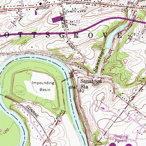 Topographic Map of Sanatoga Creek, PA